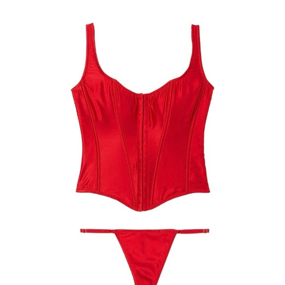 Victoria's Secret Other - Victoria's Secret Red classic silk Corset Set size S